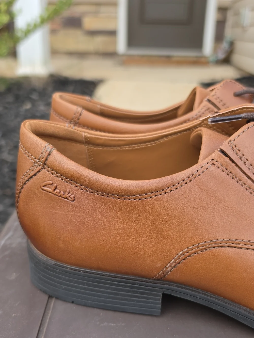 Clarks Men's Tilden Cap Oxford Flat Dark Tan Lea Size 13 Dress Shoe